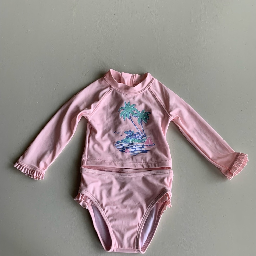 3-6 months janie and jack kids girls baby long sleeve pink Swimsuit